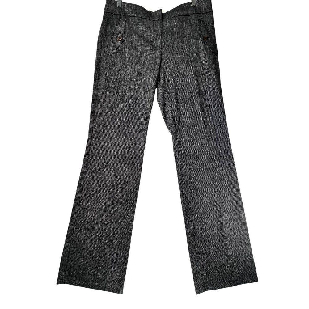 Ann Taylor Loft Marisa Trousers 8T Gray Black Weave Wide Leg Pockets Career Pant